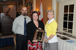 Left: Joseph Capalbo, Assistant Principal at Bayside High School; Center: Cindy Kane, Director of Corporate Relations, Harris Corporation; Right: Jennifer Sullivan, Director of Bayside Engineering and Technology Academy