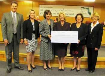 Harris Corporation has donated $110,000 to the Brevard Schools Foundation to help fund STEM education for Brevard students. From left are Dr. Brian Binggeli, Meredith Gibson, Sandi Scanelli, Janice Kershaw, Cindy Kane and Dr. Barbara Murray. (Image courtesy Brevard Schools Foundation)
