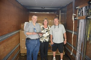 From left, Northrop Grumman employees Bob Duerr, Melissa Meyer and Rick Sinniger load more than 200 boxes of office supplies for Brevard County, Fla., school teachers, as part of an employee-initiated activity to support local schools. - See more at: http://globenewswire.com/news-release/2013/08/23/568989/10045976/en/Photo-Release-Brevard-Schools-to-Benefit-from-Northrop-Grumman-Supplies.html#sthash.xbmBc9Ru.dpuf