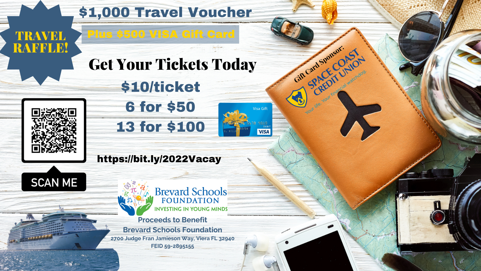 Win Travel Raffle Valued at $1,500 - Brevard Schools Foundation | FL