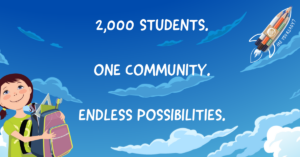 Back-to-School Blast-Off impact graphic highlighting the event's goal of helping 2,000 Brevard students through community support and school supply assistance.