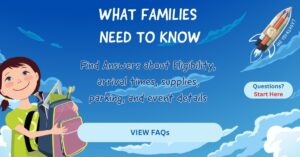 Back-to-School Blast-Off frequently asked questions page link with information about eligibility, arrival times, supplies, parking, and event details.