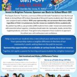 2026 Back-to-School Blast-Off sponsorship opportunities brochure outlining sponsorship levels, benefits, and ways to support students through the Supply Zone for Teachers.