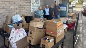 Community Supply Drive Donation Drop-Off Community volunteers deliver donated school supplies and hygiene items to the Supply Zone for Teachers after hosting a successful supply drive supporting Brevard Public Schools students and teachers.