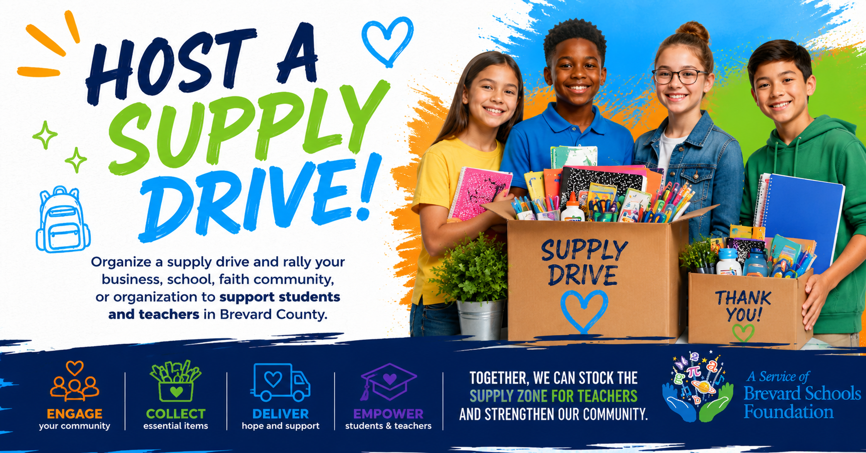 host-a-supply-drive-supply-zone-for-teachers-1200x628.jpg Community members collect school supplies to support Brevard Public Schools students and teachers through the Supply Zone for Teachers supply drive program.